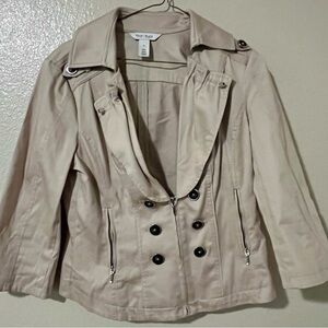 White House Black Market Beige Double Breasted Trench Jacket Women’s Size 8